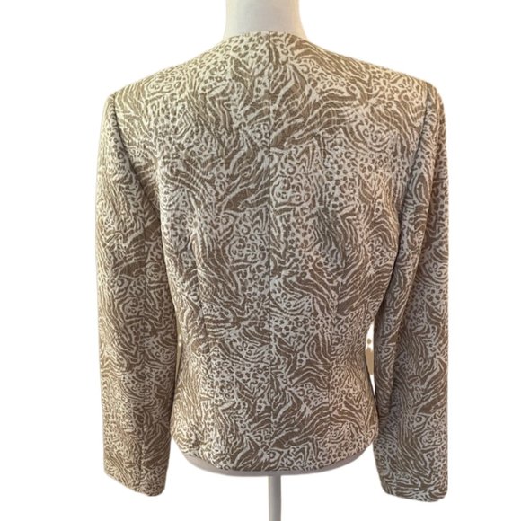Talbots cream & tan textured button jacket  Size 6 - Picture 8 of 9